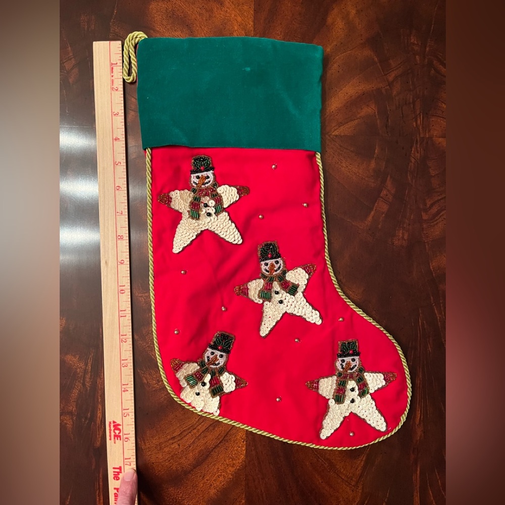 SEQUIN SNOWMAN STOCKING